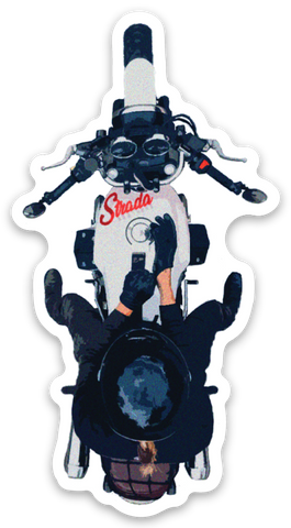 bird's eye motorcycle motoguzzi girl sticker